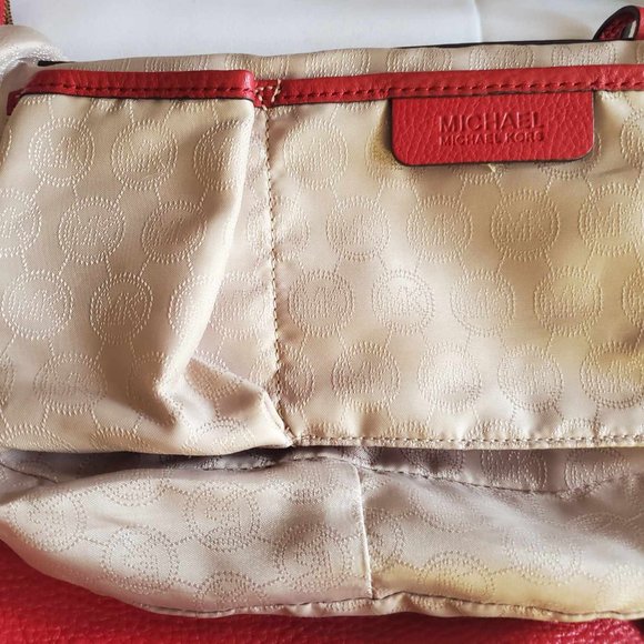 Michael Kors Red Pebbled Leather Hobo Shoulder Bag - Picture 6 of 9